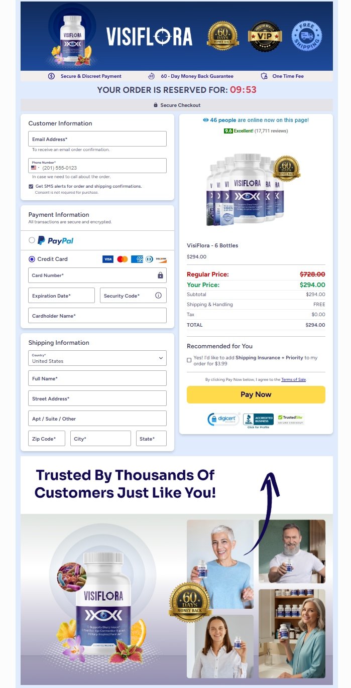 VisiFlora secure checkout payment